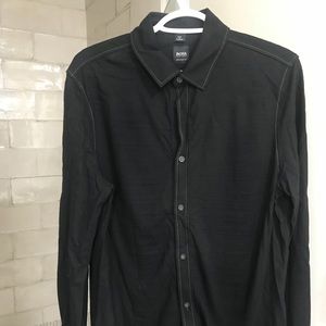 Casual black button-down